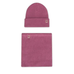 Komplet czapka i komin Nelli Blu 7KF-002-AW24 Różowy - Czapki dla dzieci - miniaturka - grafika 1
