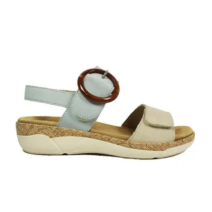 Remonte damskie R6853-12 Beżowy/Niebieski Sandały damskie na co dzień Muschel/bleu Eu 38 - Sandały damskie - miniaturka - grafika 1