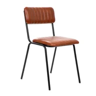 Krzesła - Krzesło do jadalni Krzesło do salonu Krzesło kuchenne Fotel LUMBAR Krzesło z tapicerką ze skóry bawolej brązowe 46x52x78 cm HOMLA - miniaturka - grafika 1