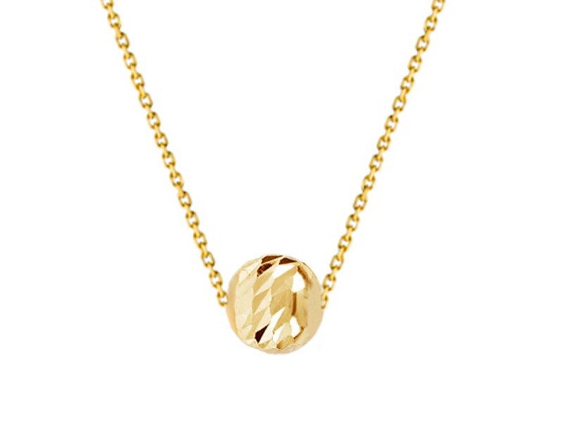 Złoty naszyjnik 585 diamentowana kulka przeciągany beads kuleczka 1,71g