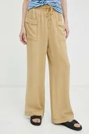 Spodnie damskie - Mustang spodnie Style Drawstring Wide Leg damskie kolor beżowy proste high waist - miniaturka - grafika 1