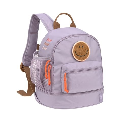 LÄSSIG Plecak dziecięcy z pasem piersiowym, torba do przedszkola, 27 cm, 6,5 litra, 3 lata, mini plecak, liliowy, liliowy, Nowoczesny