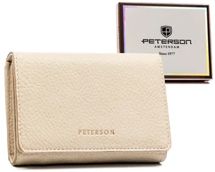 Stylowy portfel damski ze skóry ekologicznej z ochroną kart RFID Peterson, beżowy - Portfele - miniaturka - grafika 1