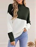 Swetry damskie - Sweter Cupshe Asymetryczny Kolorowy Z Kołnierzykiem Stojącym - M - miniaturka - grafika 1