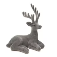 Ozdoby bożonarodzeniowe - Renifer Leżący Szary Flokowany Jelonek Dekoracyjny 15 Cm - miniaturka - grafika 1