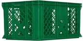 Pojemniki przemysłowe - Artech Pojemnik transportowy EURO 300, dno i ścianki ażurowe, wym. 600 x 400 x 300 mm zielony - miniaturka - grafika 1