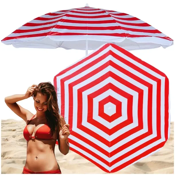 Parasol Na Plażę Duży Plażowy Ogrodowy Do Ogrodu 180cm Składany Biwakowy