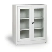 Szafy biurowe - ALFA 3 Szafa ze szklanymi drzwiami, 1150 x 920 x 400 mm, szara 126660 - miniaturka - grafika 1