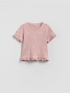 Bluzki dla niemowląt - Reserved - Bawełniany t-shirt z nadrukiem - pastelowy róż - miniaturka - grafika 1