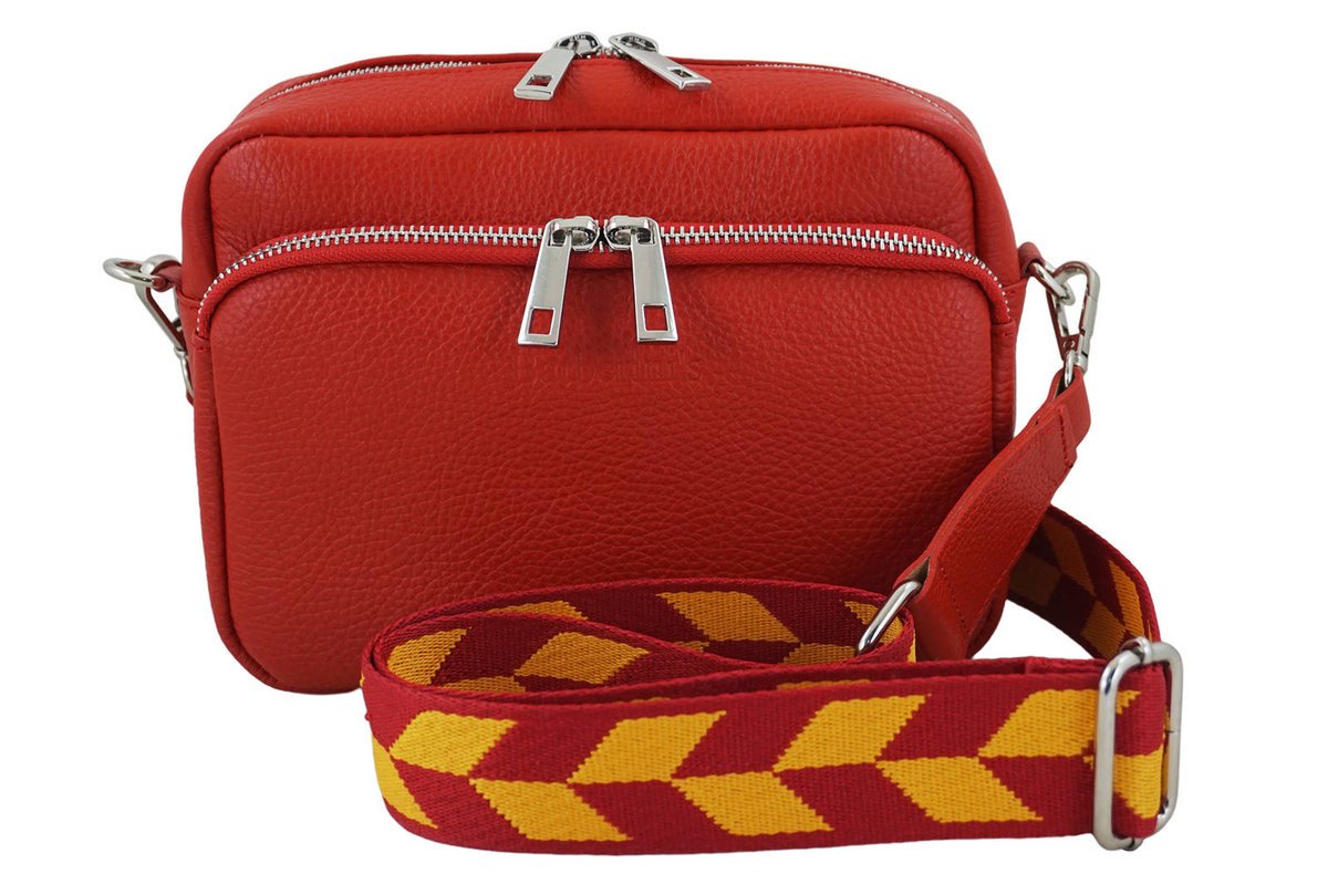 Torebka damska z ozdobnym paskiem - Czerwona