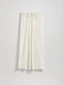 Spodnie damskie - Reserved - Strukturalne spodnie - kremowy - miniaturka - grafika 1