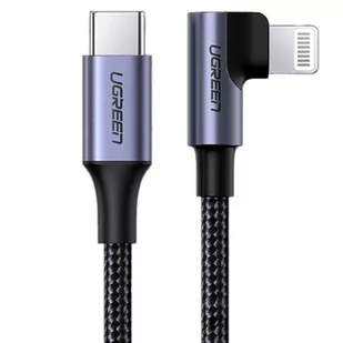 UGREEN MFI kątowy kabel przewód z bocznym wtykiem USB Typ C - Lightning Power Delivery 3 A 1,5 m szary (60764 US305) - 1,5 1 5 60764 US305 - Kable USB - miniaturka - grafika 2