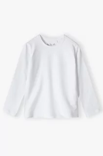 Bluzki dla dziewczynek - Bluzka dziewczęca biała z długim rękawem-basic - grafika 1