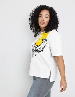 Koszulki i topy damskie - SAMOON Koszulka z motywem panterki Biały 50/XL - grafika 1