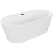 Wanny - Mexen Luna wanna wolnostojąca 140 x 75 cm, biała, przelew gun metal - 52031407500-95 - miniaturka - grafika 1