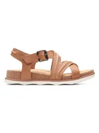 Sandały damskie - Clarks Skórzane sandały w kolorze jasnobrązowym - miniaturka - grafika 1