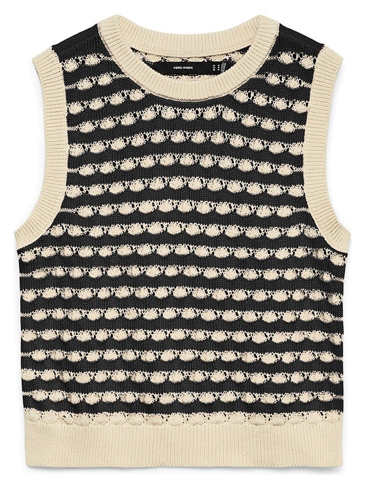 Vero Moda Bezrękawnik w kolorze czarno-beżowym