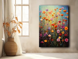 Polne kwiaty - Plakat - Olej, Boho, Abstrakcja - Obrazy i zdjęcia na płótnie - miniaturka - grafika 1