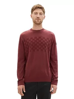 Swetry męskie - TOM TAILOR sweter męski, 32220 – Burned Bordeaux Red, XXL - grafika 1