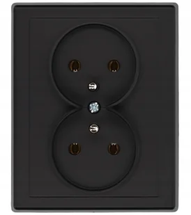 Gniazdo podwójne z uziemieniem JOWISZ czarny mat - Gniazdka elektryczne - miniaturka - grafika 1