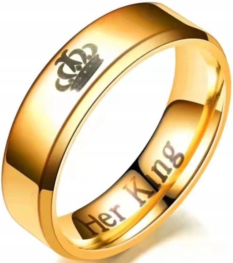 Złoty Pierścień Sygnet Her King Stal Szlachetna Minimalistyczny Nowoczesny