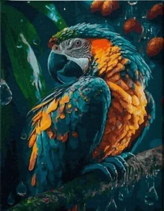 Diamentowa Mozaika Papuga W Deszczu 30x40 - Zabawki kreatywne - miniaturka - grafika 1