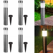 Lampy ogrodowe - 4x Słupek Ogrodowy LED Solarny - Okrągły Wbijany Stojący Lampa Zewnętrzna - miniaturka - grafika 1