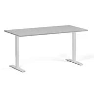 Biurka - Stół z regulacją wysokości, 1 silnik, 745 - 1235 mm, blat 1600 x 800 mm, podstawa biała, szary - miniaturka - grafika 1