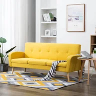 Sofy i kanapy - vidaXL 3-osobowa sofa tapicerowana tkaniną, żółta - miniaturka - grafika 1
