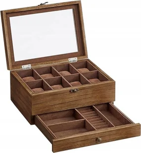 Pudełko Organizer Szkatułka Etui Na Zegarki Biżuterie Duże Drewniane - Akcesoria do zegarków - miniaturka - grafika 1
