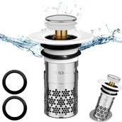 Korki do umywalek - szt. Korek spustowy ze stali nierdzewnej, uniwersalny korek spustowy, ulepszony korek spustowy, filtr przeciwzatkaniowy, z filtrem siatkowym, do wanny - miniaturka - grafika 1