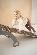 Skoczki dla dzieci - DUŻY bujak montessori z uchwytami + DUŻA zjeżdżalnia DRABINKA - szary - miniaturka - grafika 1