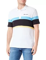 Koszulki męskie - Champion Męska koszulka polo Legacy Light Cotton Pique Color Block Shirt, (biała/czarna), S - miniaturka - grafika 1