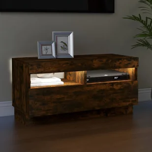 Lumarko Szafka pod TV z oświetleniem LED, przydymiony dąb, 80x35x40 cm - Szafki RTV - miniaturka - grafika 6