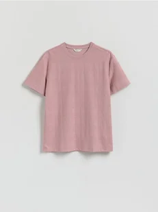 Reserved - Strukturalny t-shirt comfort fit - jasnofioletowy - Koszulki męskie - miniaturka - grafika 1