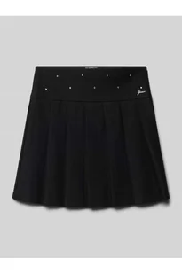 Spódnica plisowana z obszyciem ozdobnymi kamieniami i aplikacją z logo - Guess - Spódnice - miniaturka - grafika 1