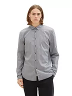 Koszule męskie - TOM TAILOR Denimowa męska koszula o dopasowanym kroju z bawełnianym nadrukiem na całej powierzchni, 30272-Granatowy kremowy nadruk strukturalny, M - miniaturka - grafika 1