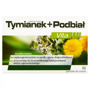TYMIANEK+PODBIAŁ, pastylki do ssania, 18 szt. - Przeziębienie i grypa - miniaturka - grafika 1