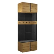 Meble do przedpokoju - Garderoba szafa z lustrem szafka na buty meble do przedpokoju z panelami tapicerowanymi ORION 13 dąb artisan biały grafit - miniaturka - grafika 1