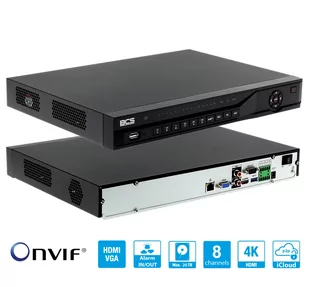 Rejestrator 8 kanałowy BCS-NVR0802-4K-III BCS LINE na 8 kamer IP do 12MPx 2x10TB - Rejestratory do monitoringu - miniaturka - grafika 3