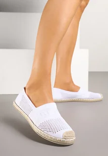 Białe Espadryle na Płaskiej Podeszwie z Perforacją Wessiria - Espadryle damskie - miniaturka - grafika 1