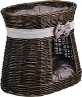 Legowiska dla kotów - WickerPL CARI BUDA DLA KOTA LEŻAK DLA ZWIERZĄT DOMEK DLA KOTA Z WIKLINY PIĘTROWY Z PODUSZKAMI 50X40 H45 CM - miniaturka - grafika 1