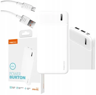 SZYBKI POWERBANK 10000MAH MOCNY SZYBKIE ŁADOWANIE 2,1A USB C + KABEL RECCI - Powerbanki - miniaturka - grafika 1