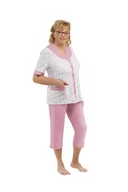 Piżamy damskie - PIŻAMA DAMSKA 4XL KRÓTKI RĘKAW KRÓTKIE SPODNIE 3/4 BAWEŁNIANA ROZPINANA RÓŻ - miniaturka - grafika 1