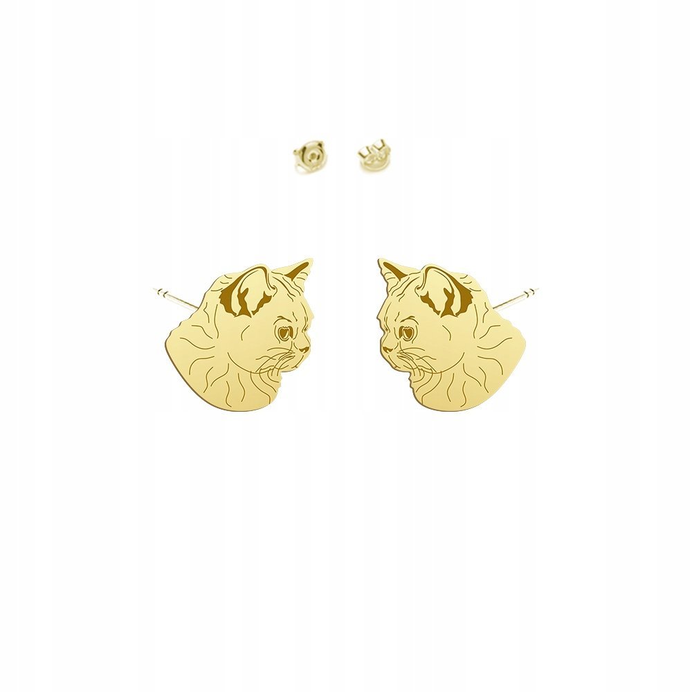 Kolczyki Złote Kot Brytyjski Krótkowłosy 925 Biżuteria Prezent DEDYKACJA