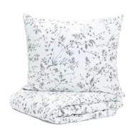 Pościel - Pościel B2 Bilberry Branch Essentials z mikrofibry biała ze wzorem roślinnym 220x220 cm i 2*70x80 cm HOMLA - miniaturka - grafika 1