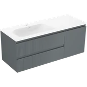 Szafki łazienkowe - Mexen Rivel szafka łazienkowa 120 cm z umywalką Vela lewą, 2S, 1D, ryflowana, grafit/biała mat - 91A23-12047-3-BBFFF66-W23L01 - miniaturka - grafika 1
