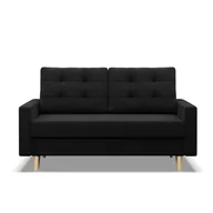 Sofy i kanapy - Sofa rozkładana, Blank Mikrofaza, 152x92x88 cm, czarny - miniaturka - grafika 1