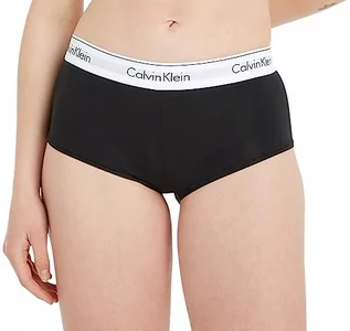 Spodenki damskie - Calvin Klein Underwear damskie szorty typu boyshort – nowoczesna bawełna, czarne, rozmiar 10/M - grafika 1