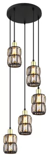 Globo Wolli 15761-5B lampa wisząca zwis 3x40W E14 czarna/dymiona - Lampy sufitowe - miniaturka - grafika 1